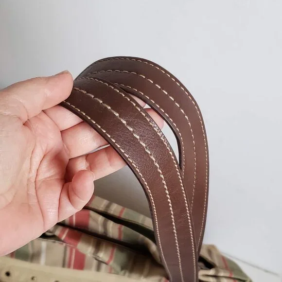 Large RELIC by FOSSIL Canvas Handbag Utility Boho Stripe Olive Red Vintage - Picture 6 of 16